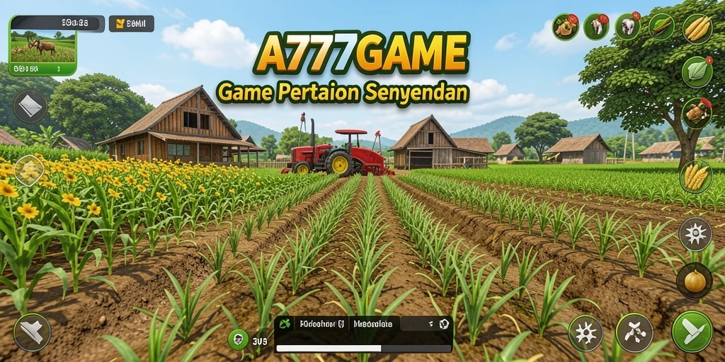 Tampilan screenshot A777GAME dengan aktivitas pertanian yang seru dan mendetail.