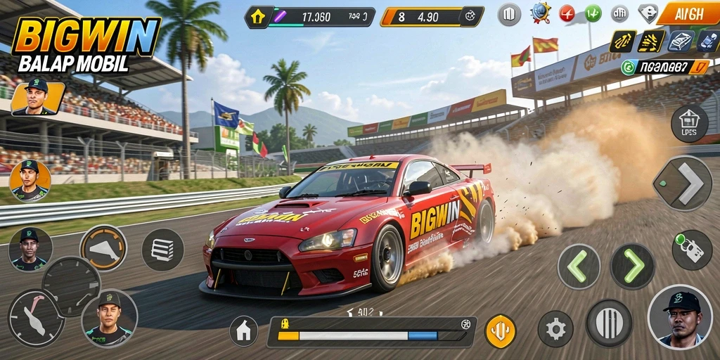 Tangkapan layar gameplay balapan mobil yang mendebarkan.