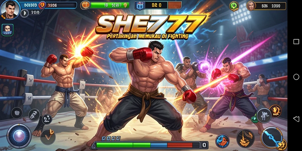 Tampilan gameplay intens saat pertarungan di SHE777.